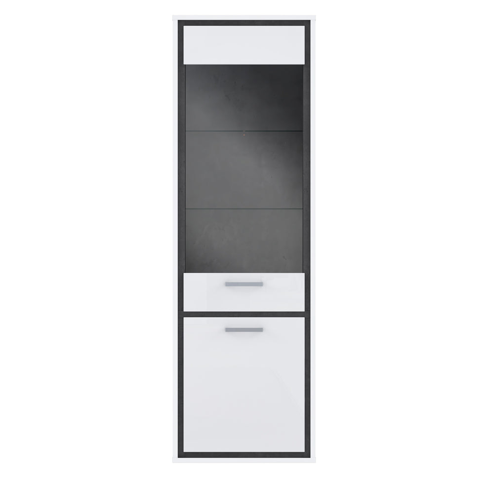 Vitrina Cu 2 Usi Inalta Rigmor, Alb Si Gri Argintiu, 64.4 Cm