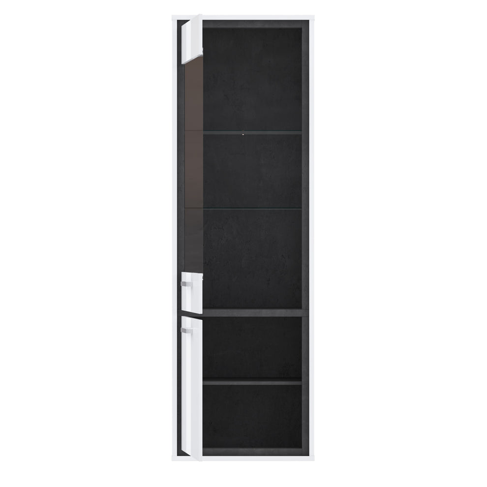 Vitrina Cu 2 Usi Inalta Rigmor, Alb Si Gri Argintiu, 64.4 Cm