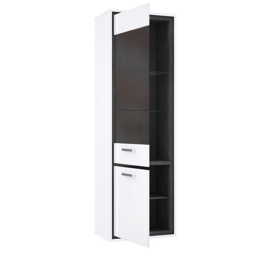Vitrina Cu 2 Usi Inalta Rigmor, Alb Si Gri Argintiu, 64.4 Cm