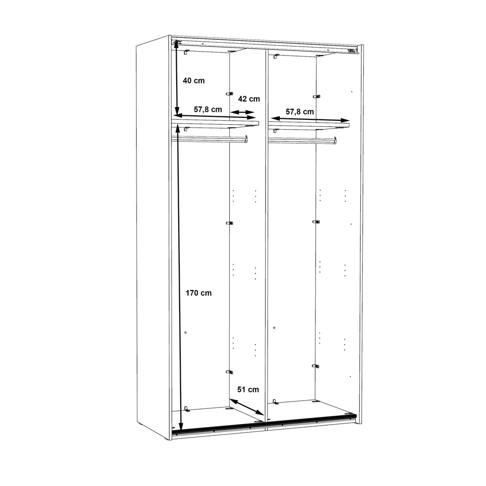 Dulap cu 2 usi culisante Olivier, 2 Usi, Alb, 120.1 Cm