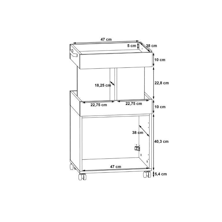 Comoda Home Bar 3 Pe Role, 50.2 x 88.5 x 41 Cm