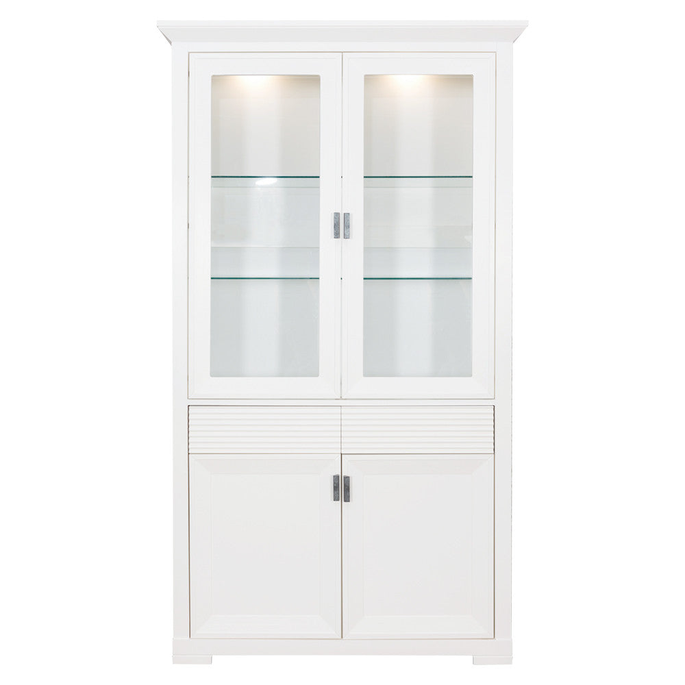 Vitrina Cu 4 Usi Si 1 Sertar Verona Bianco Alb, 112 Cm