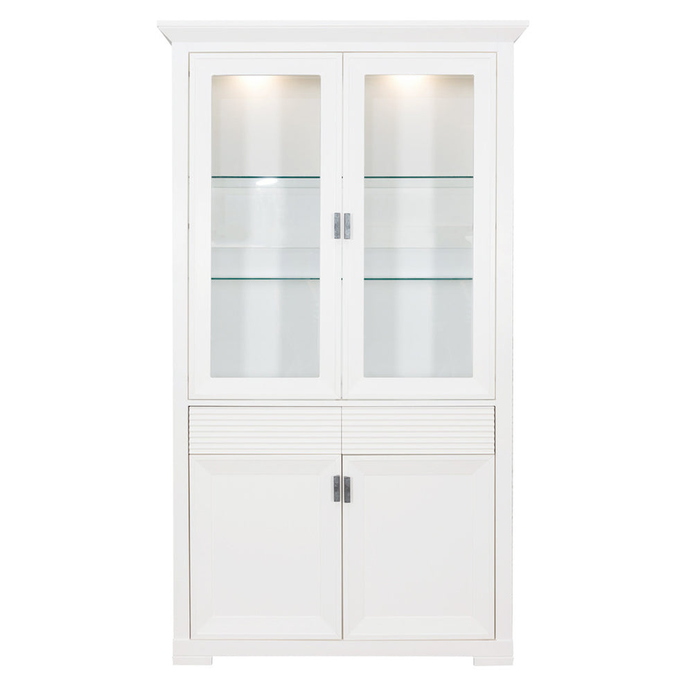 Vitrina Cu 4 Usi Si 1 Sertar Verona Bianco Alb, 112 Cm