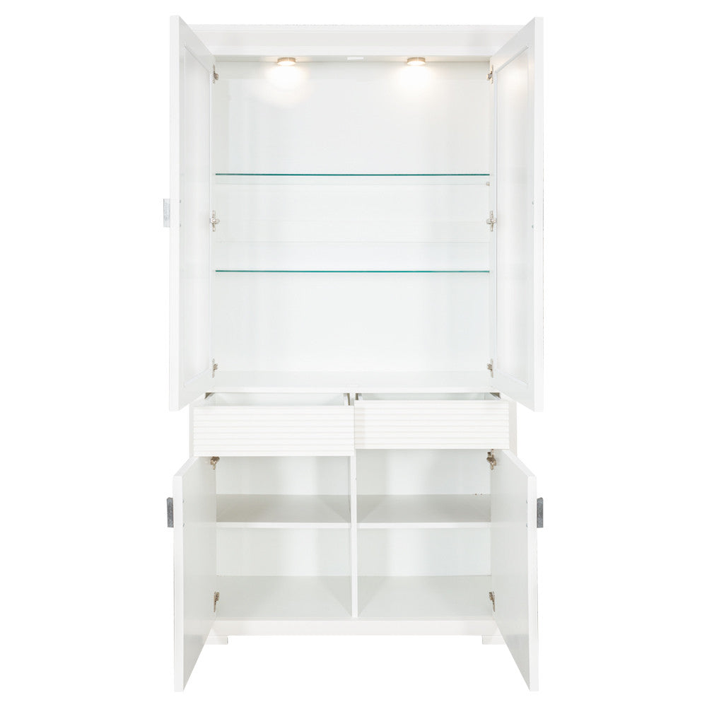 Vitrina Cu 4 Usi Si 1 Sertar Verona Bianco Alb, 112 Cm