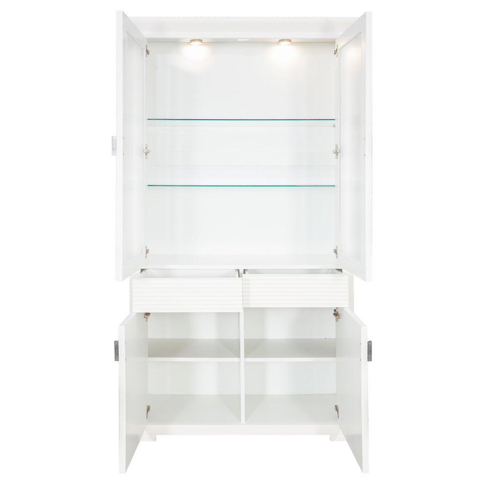 Vitrina Cu 4 Usi Si 1 Sertar Verona Bianco Alb, 112 Cm