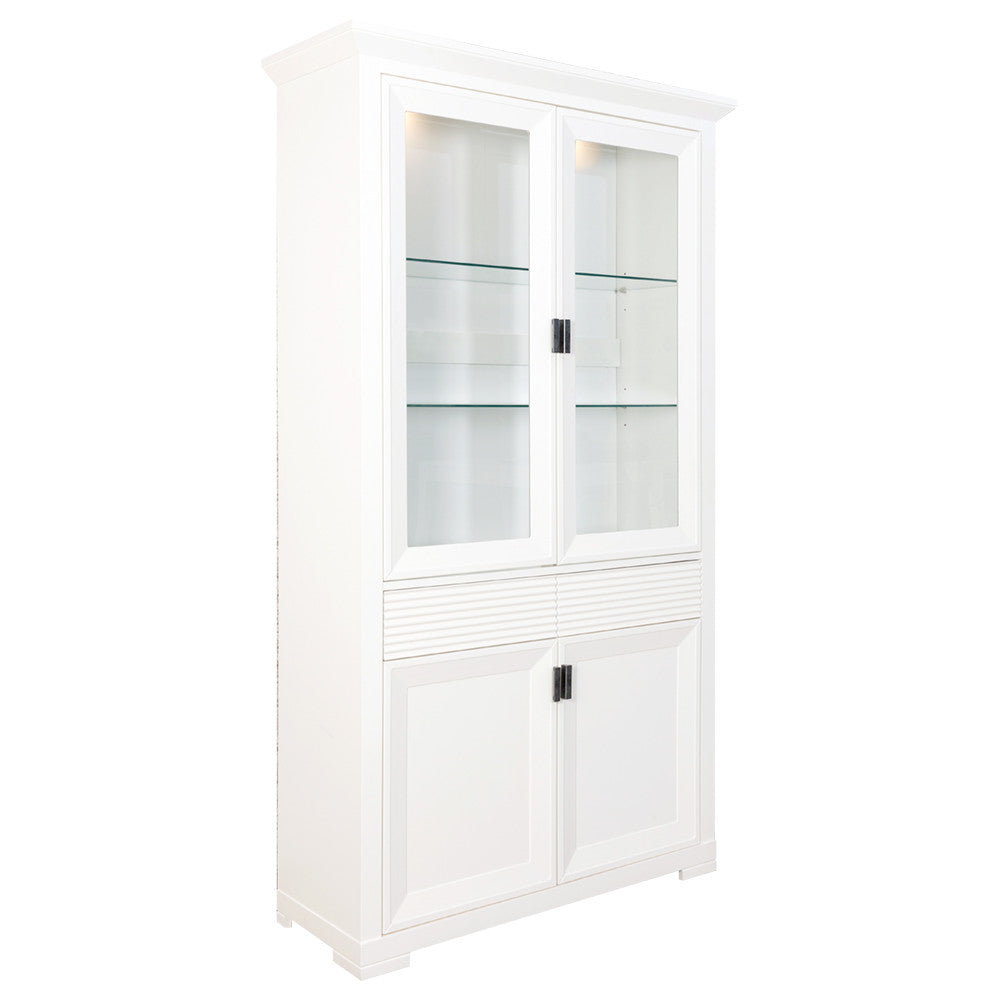 Vitrina Cu 4 Usi Si 1 Sertar Verona Bianco Alb, 112 Cm