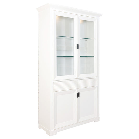 Vitrina Cu 4 Usi Si 1 Sertar Verona Bianco Alb, 112 Cm