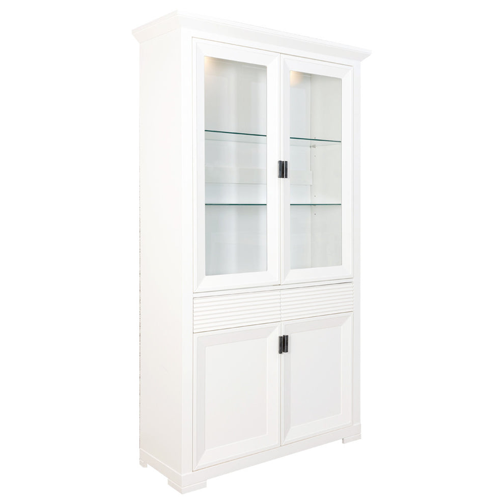 Vitrina Cu 4 Usi Si 1 Sertar Verona Bianco Alb, 112 Cm