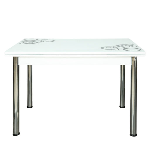 Set Masa Extensibila cu 4 Scaune Globe, Alb, 110/170 x 70 cm.