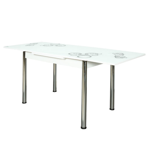 Set Masa Extensibila cu 4 Scaune Globe, Alb, 110/170 x 70 cm.