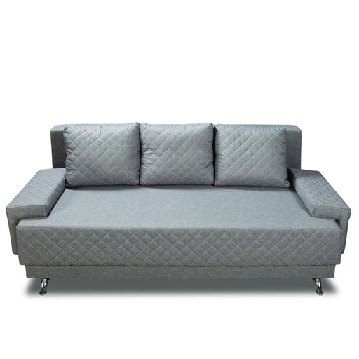 Canapea Extensibila Karla, 3 Locuri, Click Clack, Cu Lada De Depozitare, Argintiu, 212 x 95 x 79 Cm