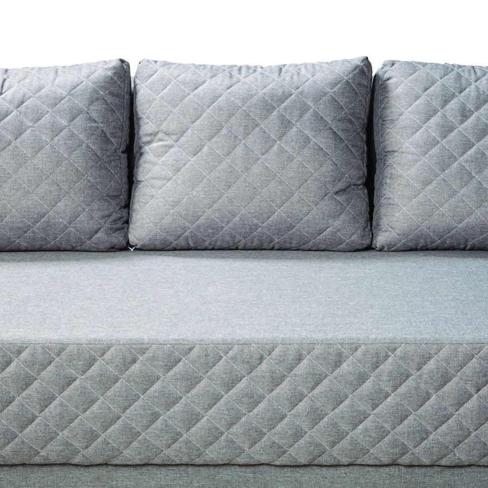 Canapea Extensibila Karla, 3 Locuri, Click Clack, Cu Lada De Depozitare, Argintiu, 212 x 95 x 79 Cm