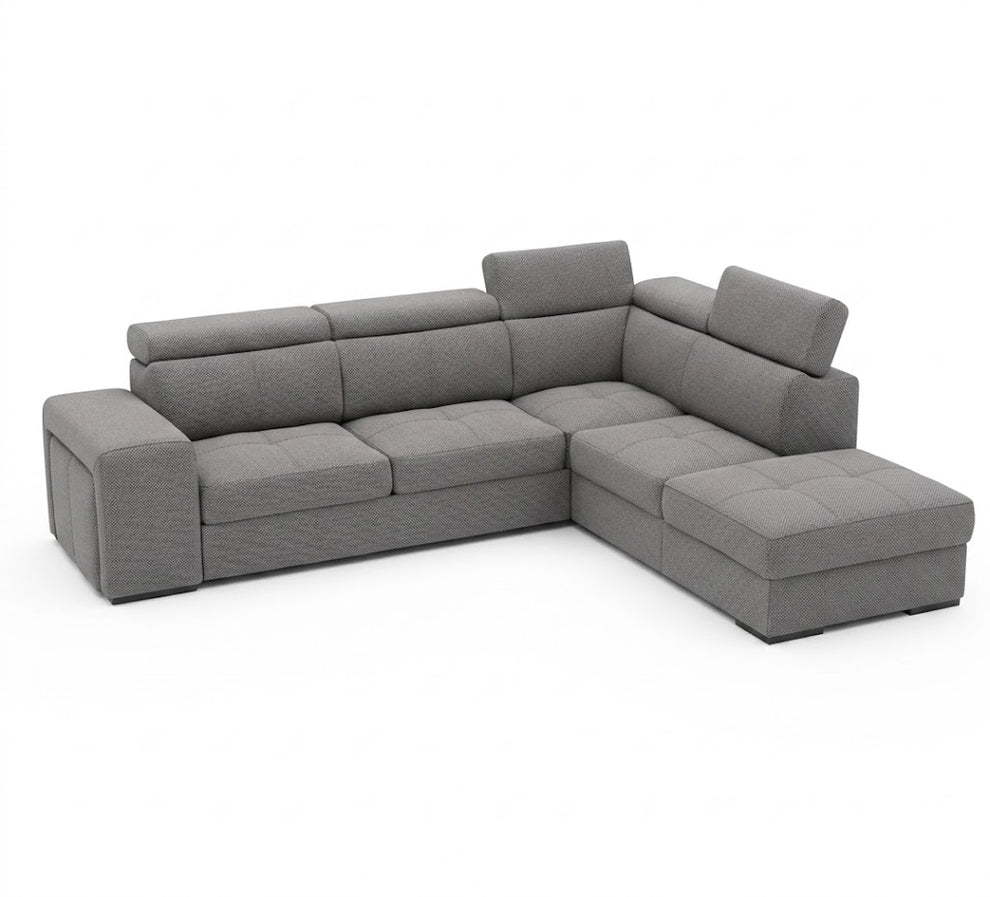 Coltar Extensibil Cu Otoman Ventotene, 5 Locuri, Taburete integrate, Lada Depozitare, Gri inchis, 265 Cm