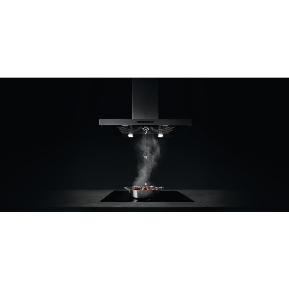Hota Semineu Cu Sticla AEG DBE5661HG, 700 mc/h, Inox Si Negru, 52 Cm