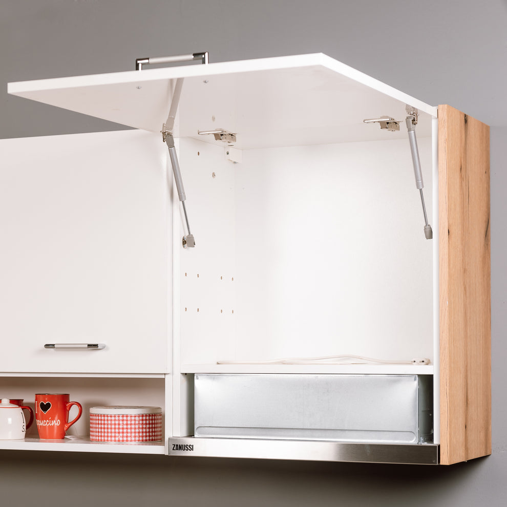 Bucatarie Primo, Alb Lucios Si Natur, Front Mdf, 261.1 X 220 X 60 Cm