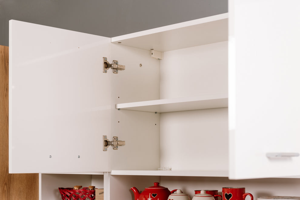 Bucatarie Primo, Alb Lucios Si Natur, Front Mdf, 261.1 X 220 X 60 Cm