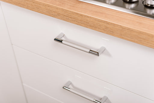 Bucatarie Primo, Alb Lucios Si Natur, Front Mdf, 261.1 X 220 X 60 Cm