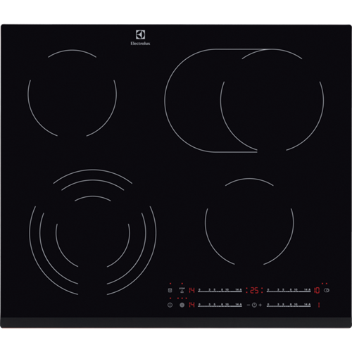 Plita Vitroceramica Electrolux EHF6547FXK, 4 Zone De Gatit, Negru, 60 Cm