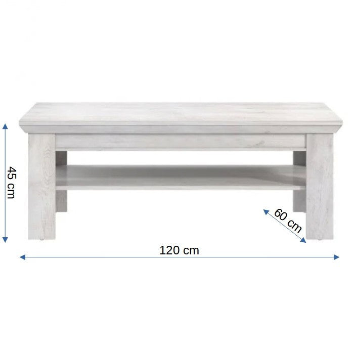Masa Cafea Kashmir Alb Antichizat, 120 Cm