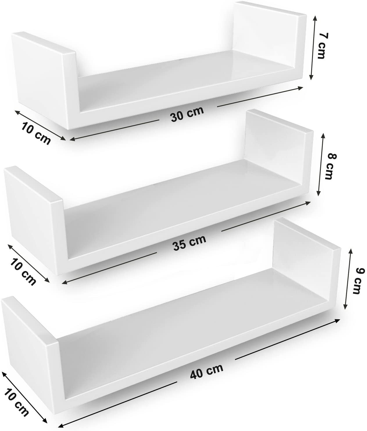 Polita White, Alb, 40 x 9 x 10 Cm