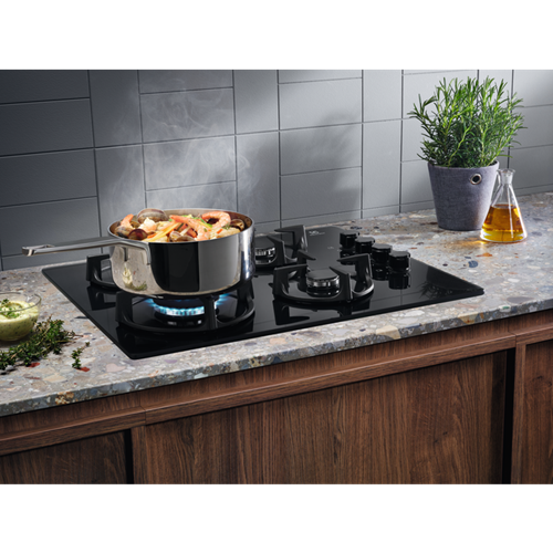 Plita Gaz Electrolux KGG6407K, Serie 600 Pro, 4 Arzatoare Gaz, Negru, 60 Cm