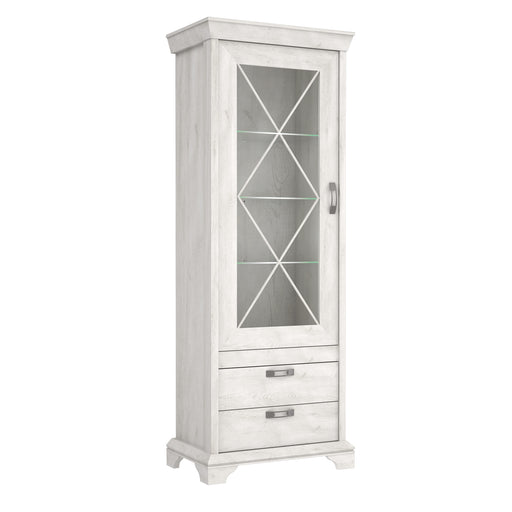 Vitrina Kashmir Inalta Cu Led, Alb Antichizat, 78.5 Cm
