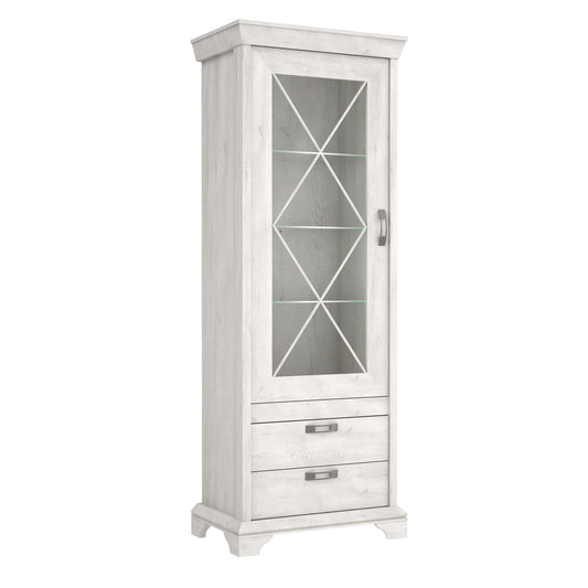 Vitrina Kashmir Inalta Cu Led, Alb Antichizat, 78.5 Cm