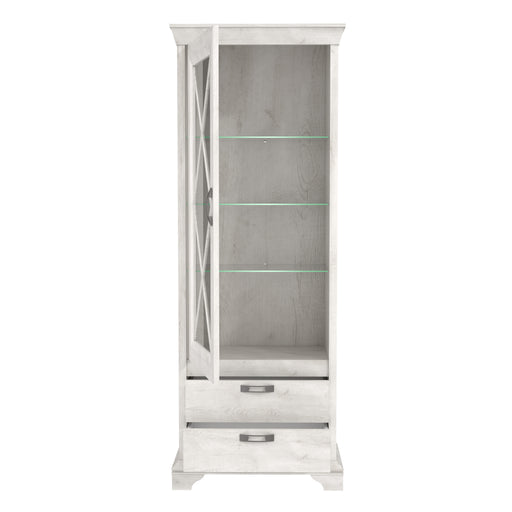 Vitrina Kashmir Inalta Cu Led, Alb Antichizat, 78.5 Cm