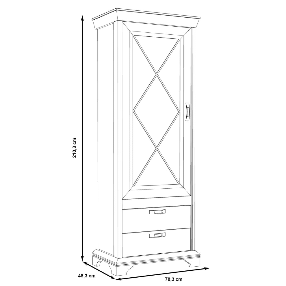 Vitrina Kashmir Inalta Cu Led, Alb Antichizat, 78.5 Cm