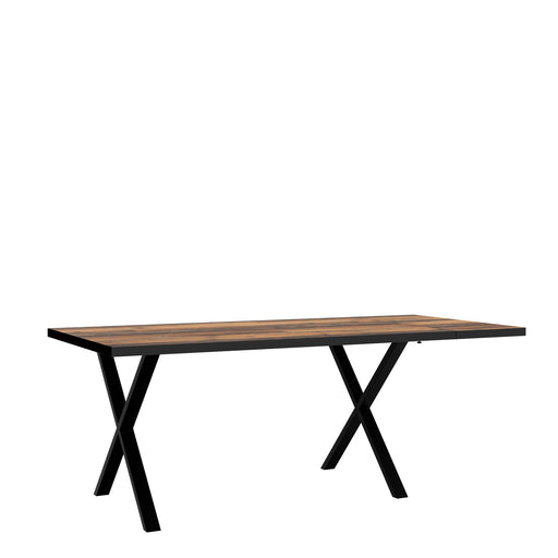 Masa Fixa Cu Sistem De Extensie Garage Negru Mat Si Lemn Vintage, 160/200 x 75.8 x 90 Cm