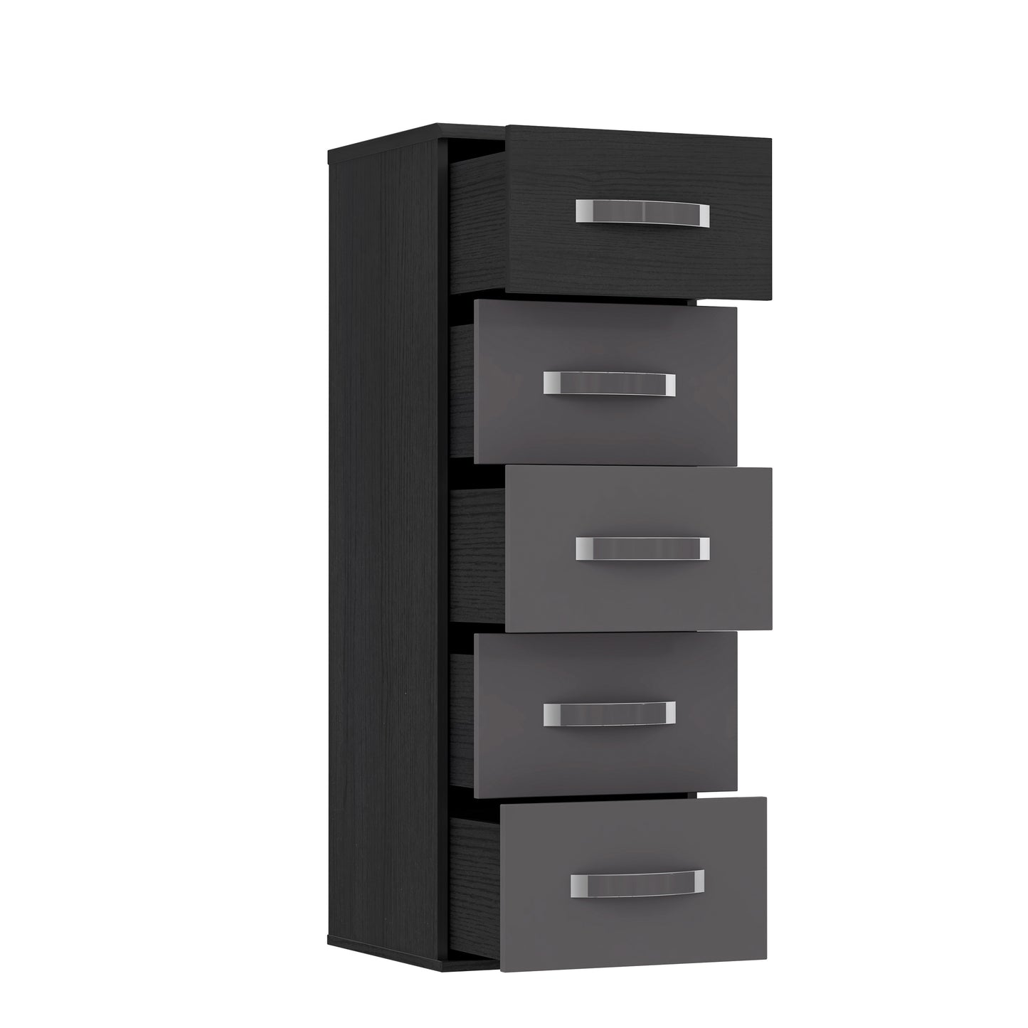 Comoda Delice, Gri Wolfram Uni Si Stejar Negru, 40.4 Cm