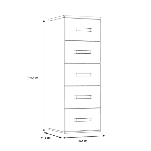 Comoda Delice, Gri Wolfram Uni Si Stejar Negru, 40.4 Cm