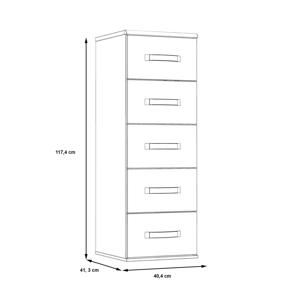 Comoda Delice, Gri Wolfram Uni Si Stejar Negru, 40.4 Cm