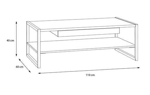 Masa Cafea High Rock, Stejar Riviera Si Negru, 40 x 60 x 110 Cm