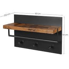 Polita Perete Vintage, Negru, 60 x 21.5 x 40 cm