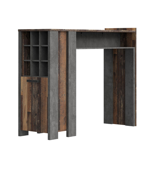 Masa Bar Clif, Lemn Vintage Si Beton Optic Gri Inchis, 151.5 x 118.3 x 47.3 Cm