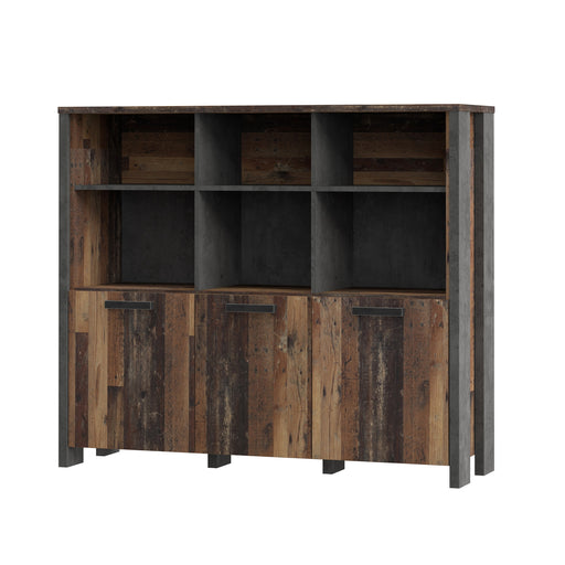 Etajera Bar Clif, Lemn Vintage Si Beton Optic Gri Inchis, 136.4 Cm