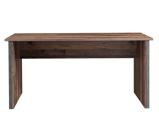 Masa Birou Clif, Lemn Vintage Si Beton Optic Gri Inchis, 153 x 70 x 73.5 Cm, Stil Rustic