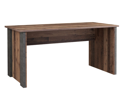 Masa Birou Clif, Lemn Vintage Si Beton Optic Gri Inchis, 153 x 70 x 73.5 Cm, Stil Rustic