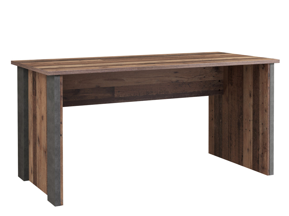 Masa Birou Clif, Lemn Vintage Si Beton Optic Gri Inchis, 153 x 70 x 73.5 Cm, Stil Rustic