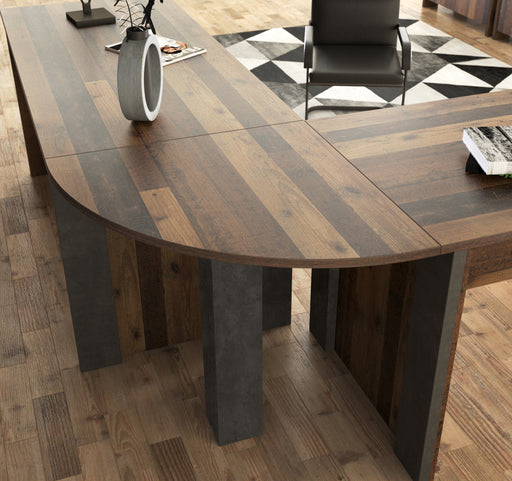 Element Suplimentar 90° Clif, Lemn Vintage Si Beton Optic Gri Inchis, 70 x 73.5 x 70 Cm