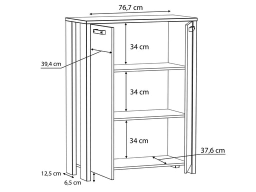 Comoda Clif, 2 Usi, Lemn Vintage si Beton Optic Gri Inchis, 86.7 Cm