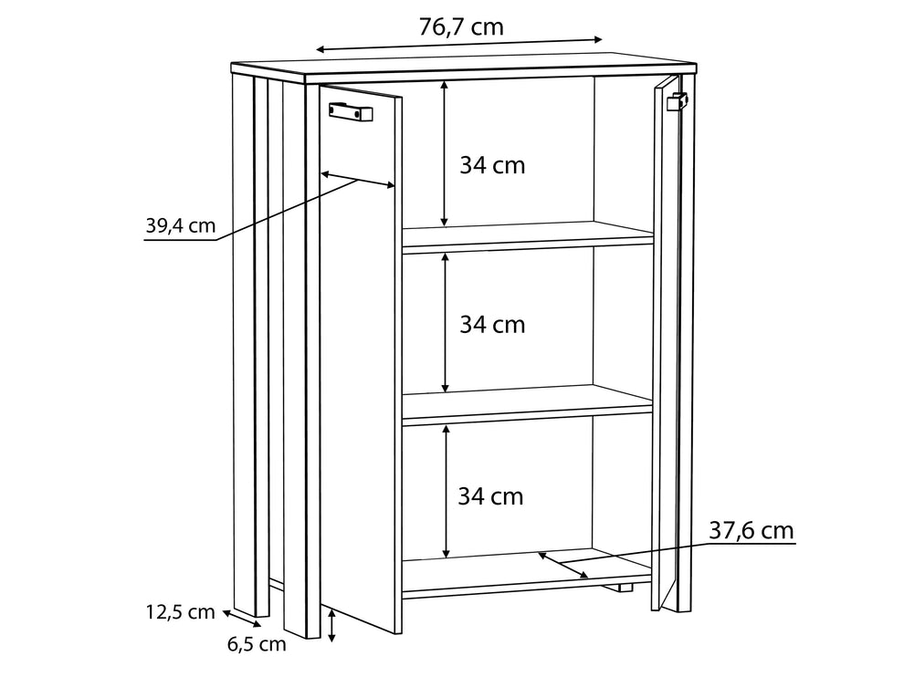 Comoda Clif, 2 Usi, Lemn Vintage si Beton Optic Gri Inchis, 86.7 Cm