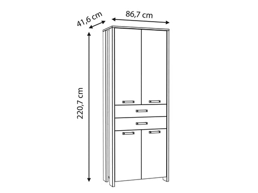 Dulap Clif, Lemn Vintage Si Beton Optic Gri Inchis, 86.7 Cm
