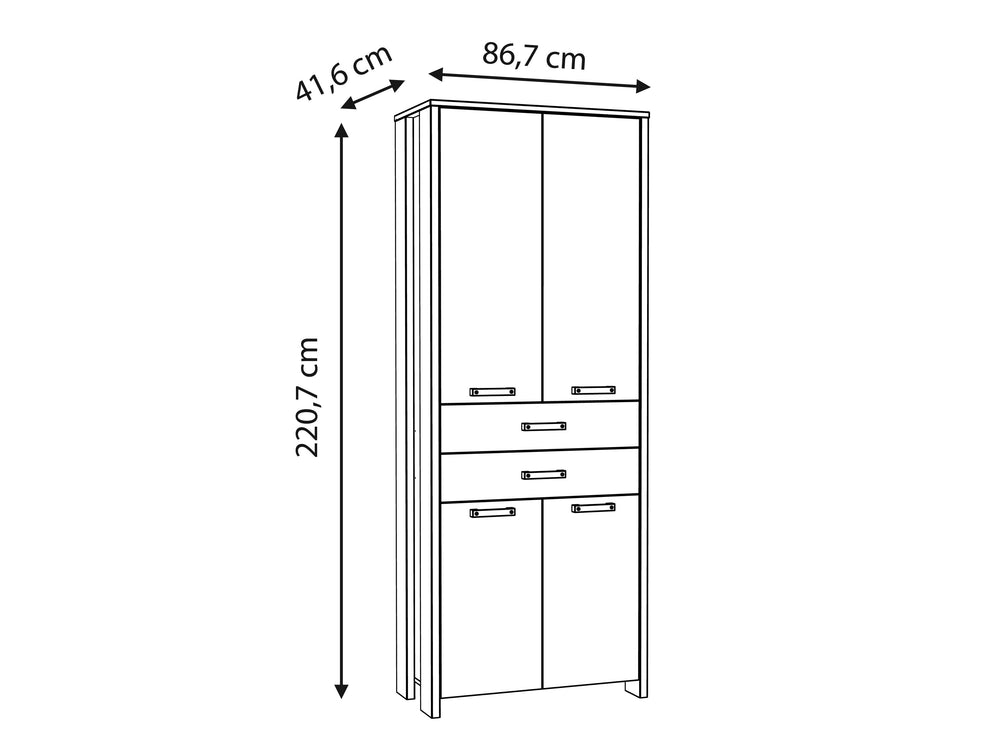 Dulap Clif, Lemn Vintage Si Beton Optic Gri Inchis, 86.7 Cm