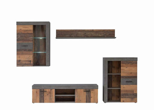 Set mobila living/ camera de zi Garage, gri inchis si vintage 288.8 Cm