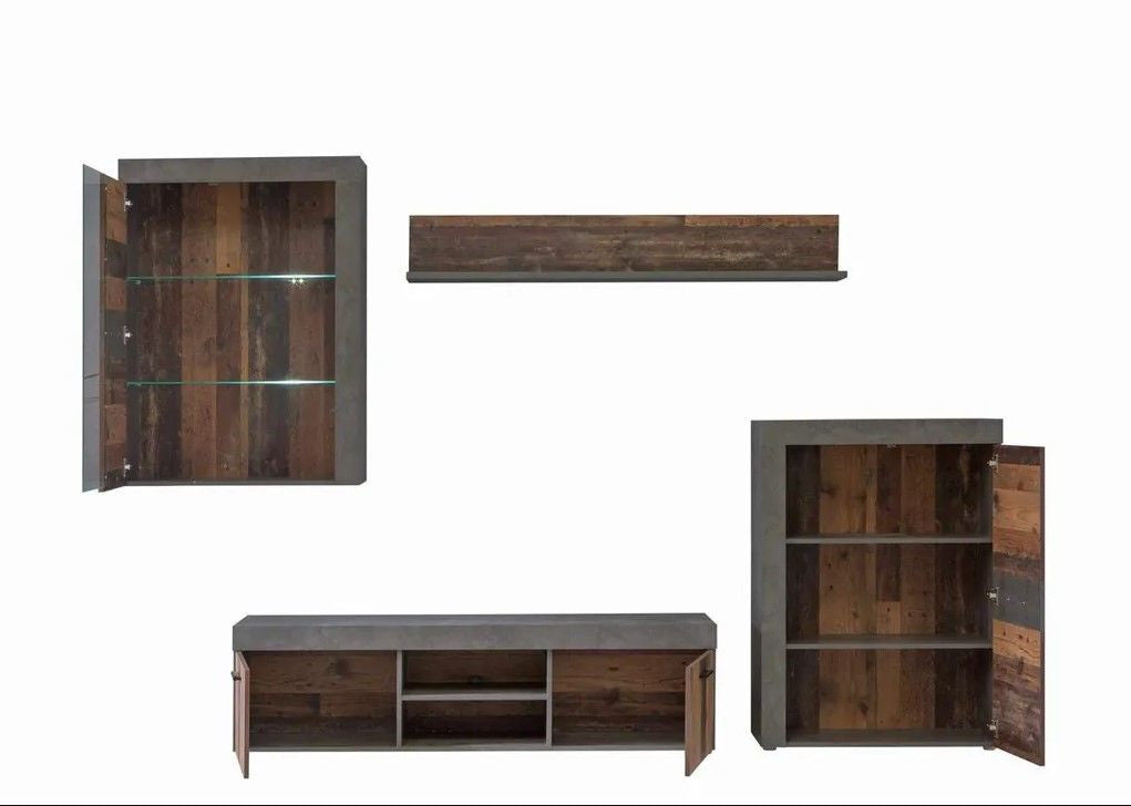 Set mobila living/ camera de zi Garage, gri inchis si vintage 288.8 Cm