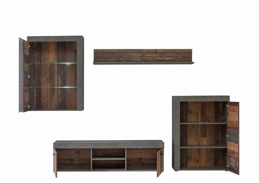 Set mobila living/ camera de zi Garage, gri inchis si vintage 288.8 Cm