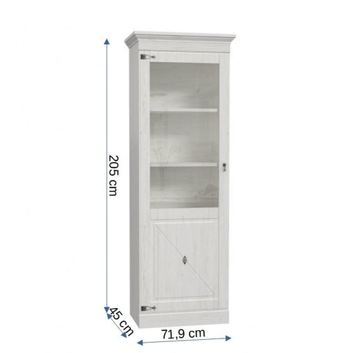 Vitrina Cu 1 Usa Encanto, Pin Alb, 72 Cm