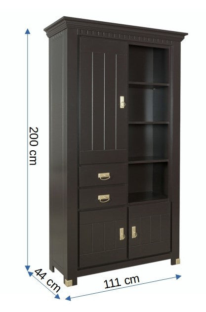 Vitrina 3 Usi Si 2 Sertare Saint Tropez, Vopsit Negru, 111 Cm